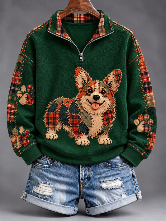 Women's Patchwork-style Dog print Regular Sweatshirt