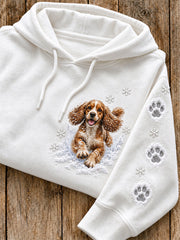 Women's Snowy Winter American Cocker Spaniel Dog In the Snow Print Hoodie